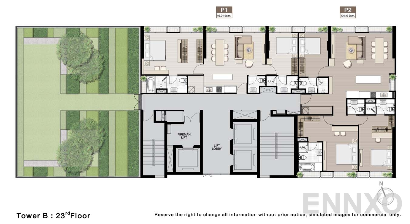 แปลนชั้น 23 Floor ของโครงการ โนเบิล บี19