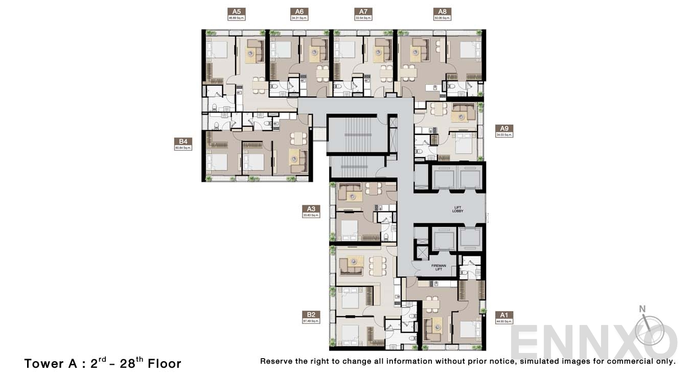 แปลนชั้น 2 To 28 Floor ของโครงการ โนเบิล บี19
