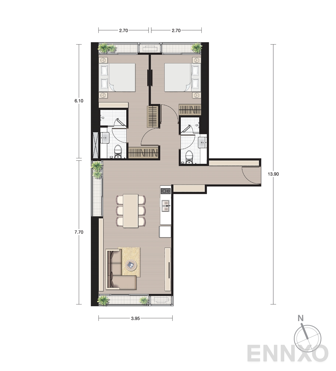 รูปแปลนห้อง B5 ของโครงการ โนเบิล บี19