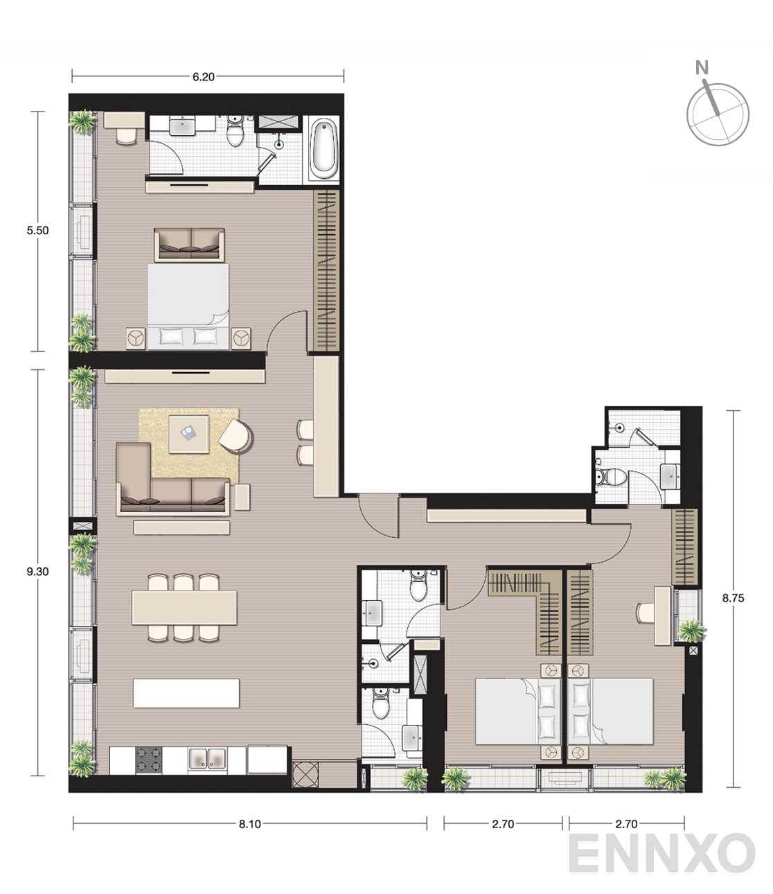 รูปแปลนห้อง P1 ของโครงการ โนเบิล บี19