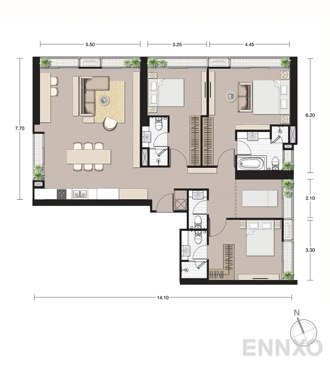 รูปแปลนห้อง P2 ของโครงการ โนเบิล บี19