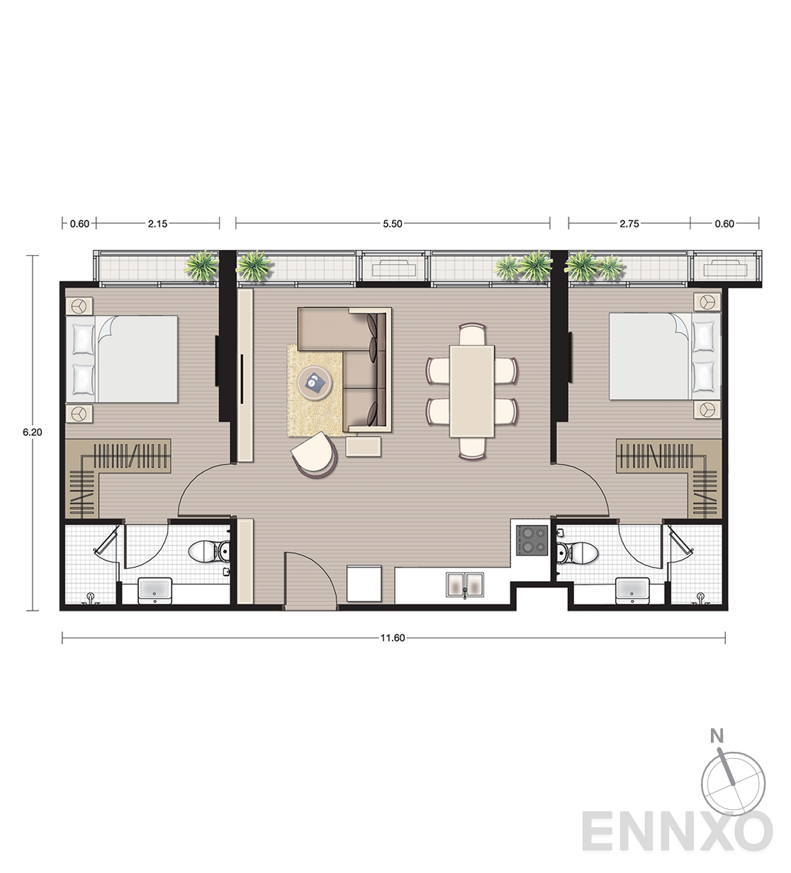 รูปแปลนห้อง B7 ของโครงการ โนเบิล บี19