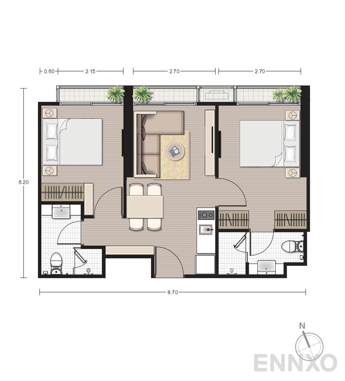 รูปแปลนห้อง B9 ของโครงการ โนเบิล บี19