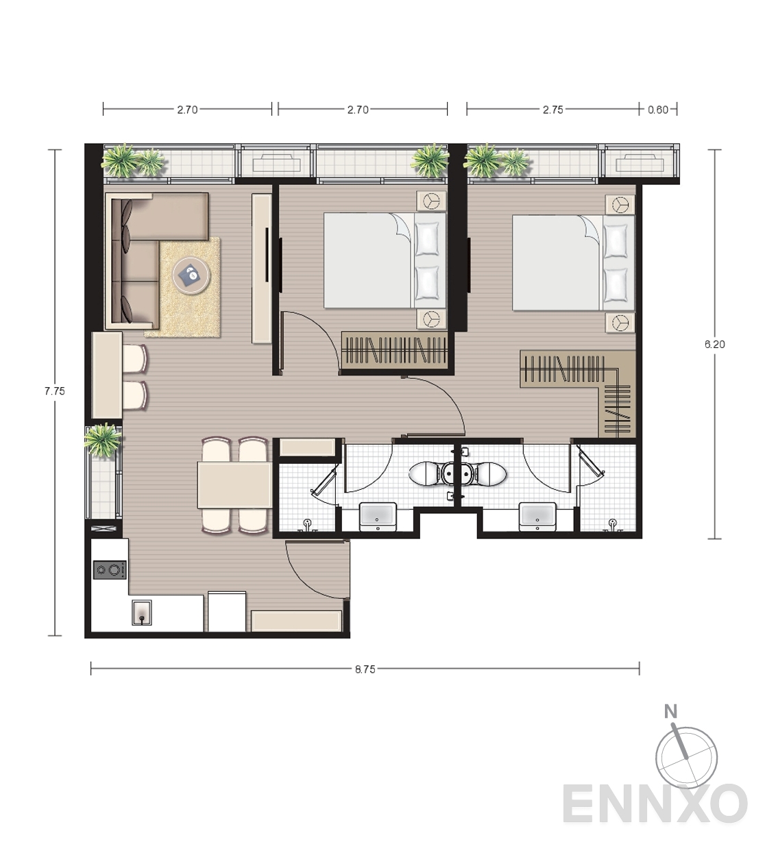 รูปแปลนห้อง B5X ของโครงการ โนเบิล บี19
