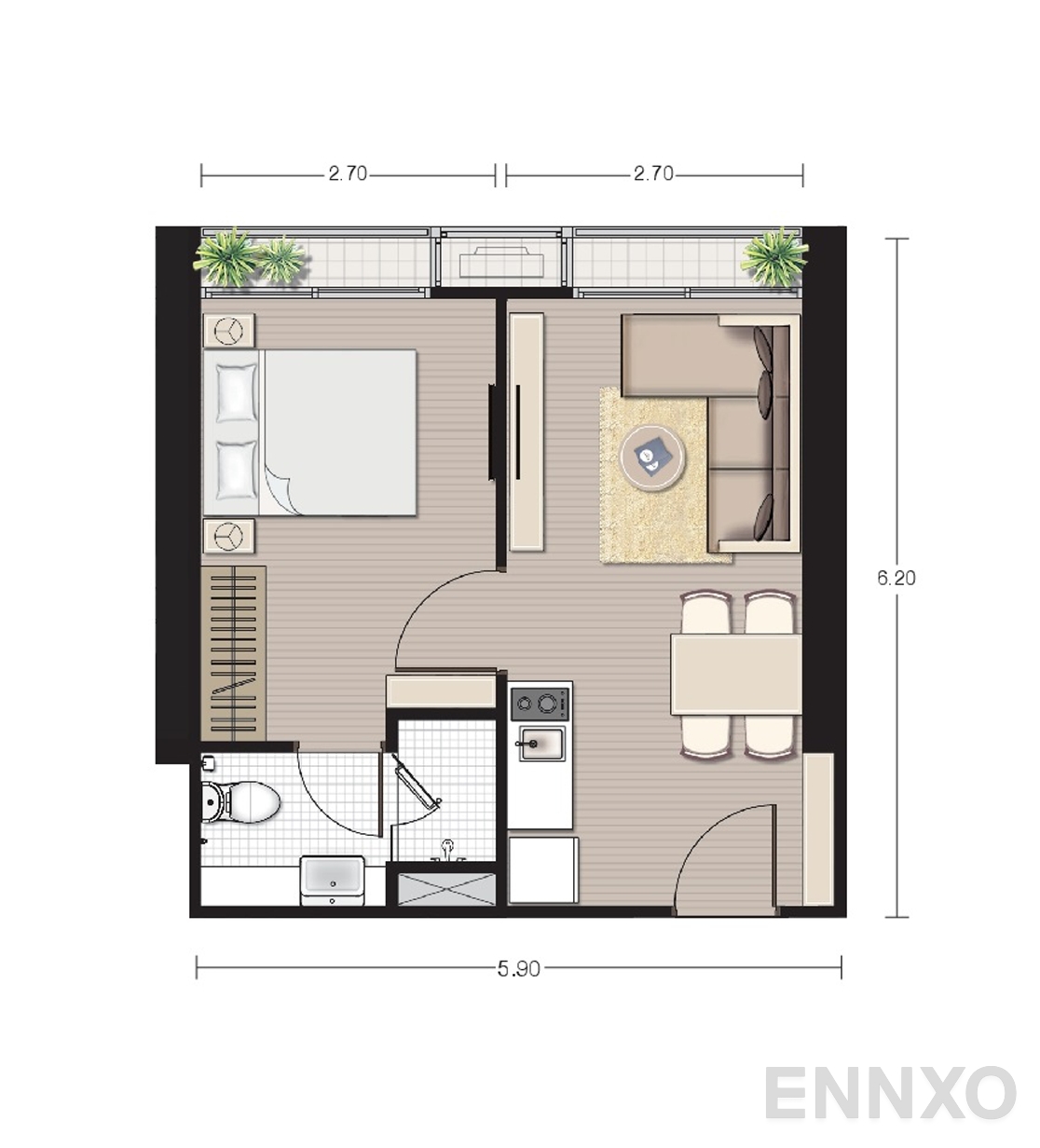 รูปแปลนห้อง A6 ของโครงการ โนเบิล บี19
