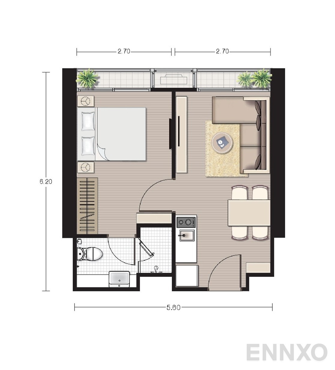 รูปแปลนห้อง A7 ของโครงการ โนเบิล บี19