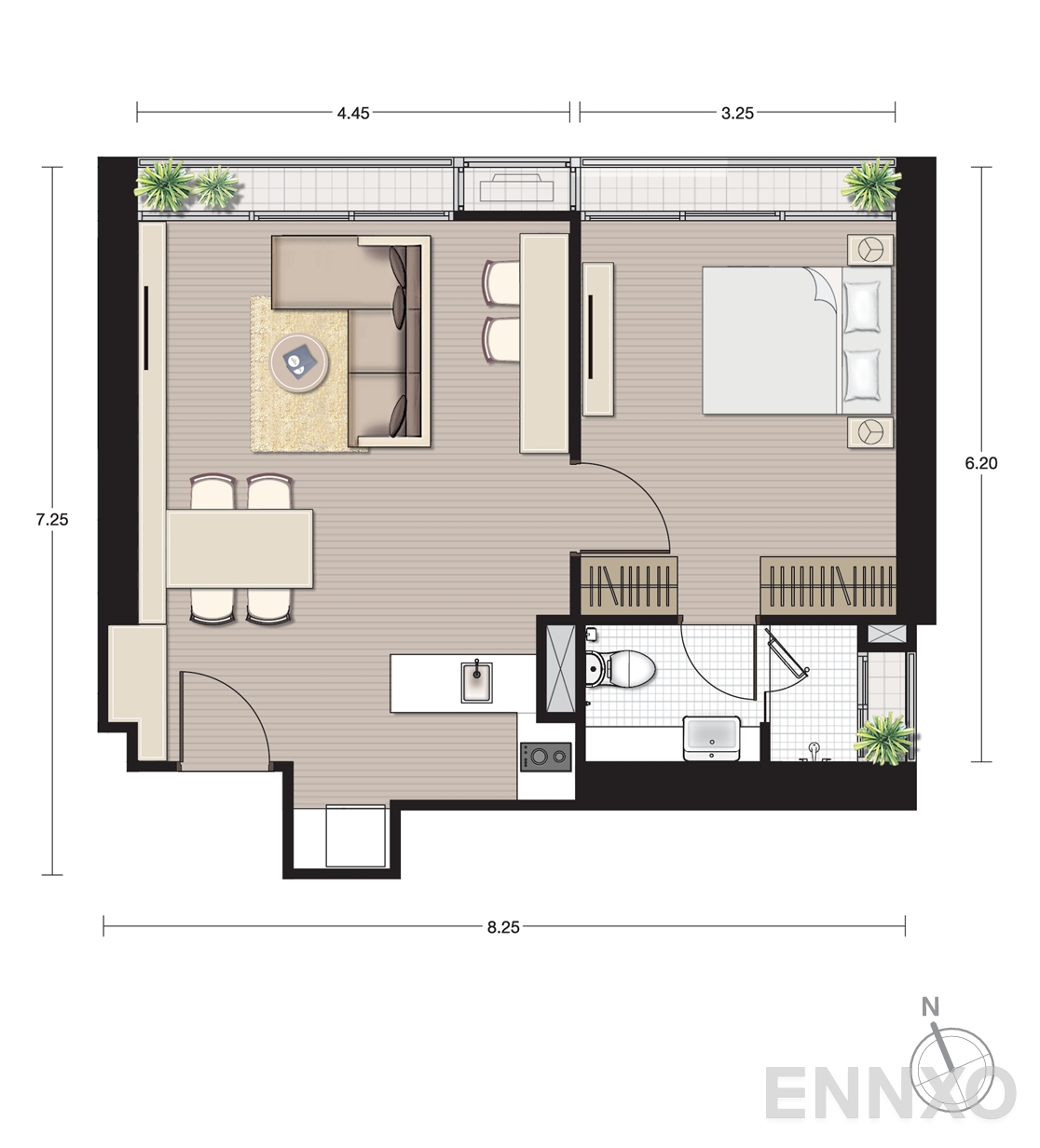 รูปแปลนห้อง A8 ของโครงการ โนเบิล บี19