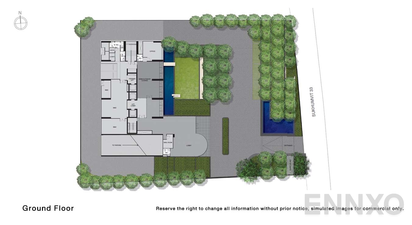 แปลนชั้น Ground Floor ของโครงการ Noble BE33