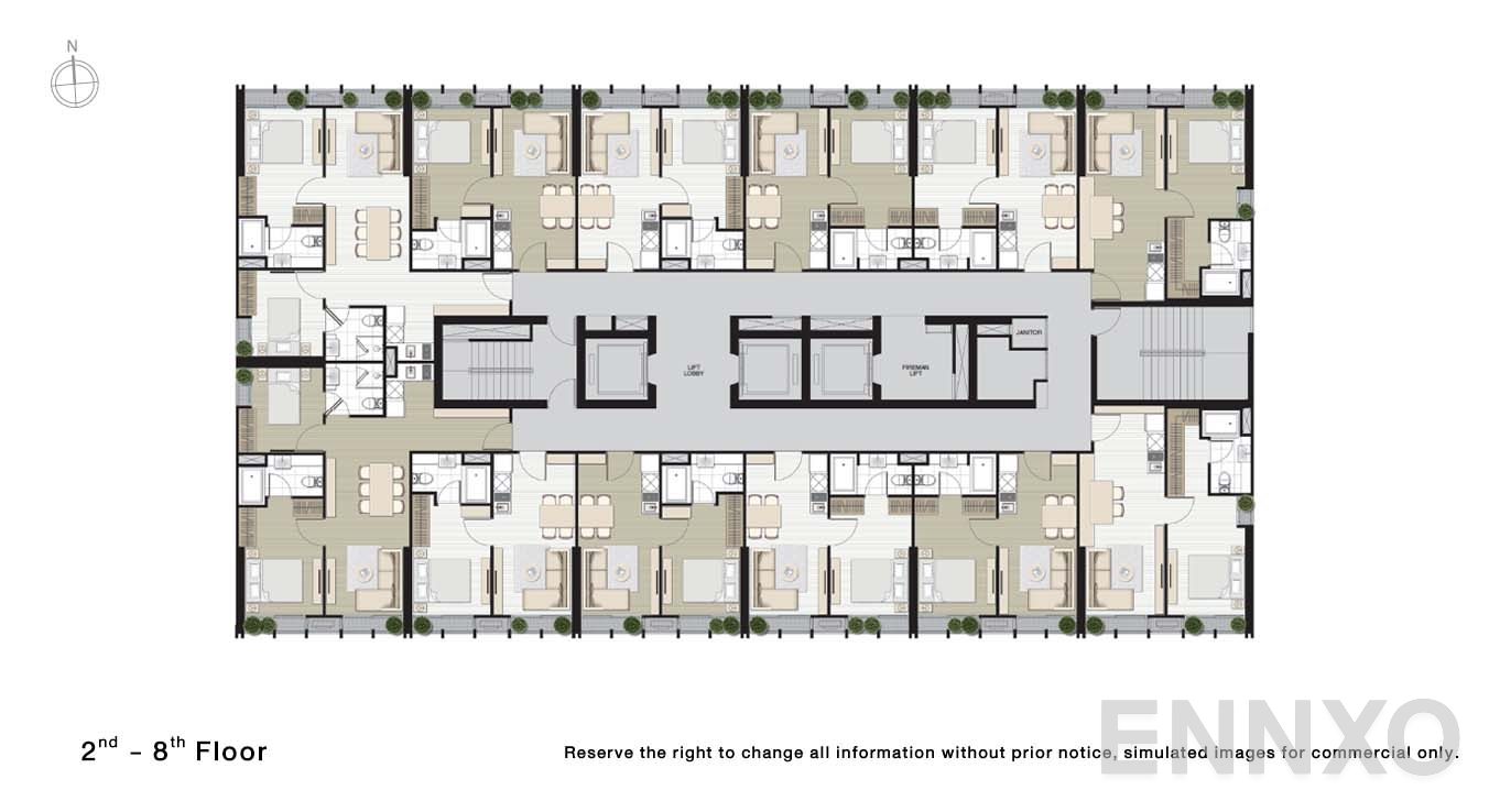 แปลนชั้น 2 - 8 ของโครงการ Noble BE33