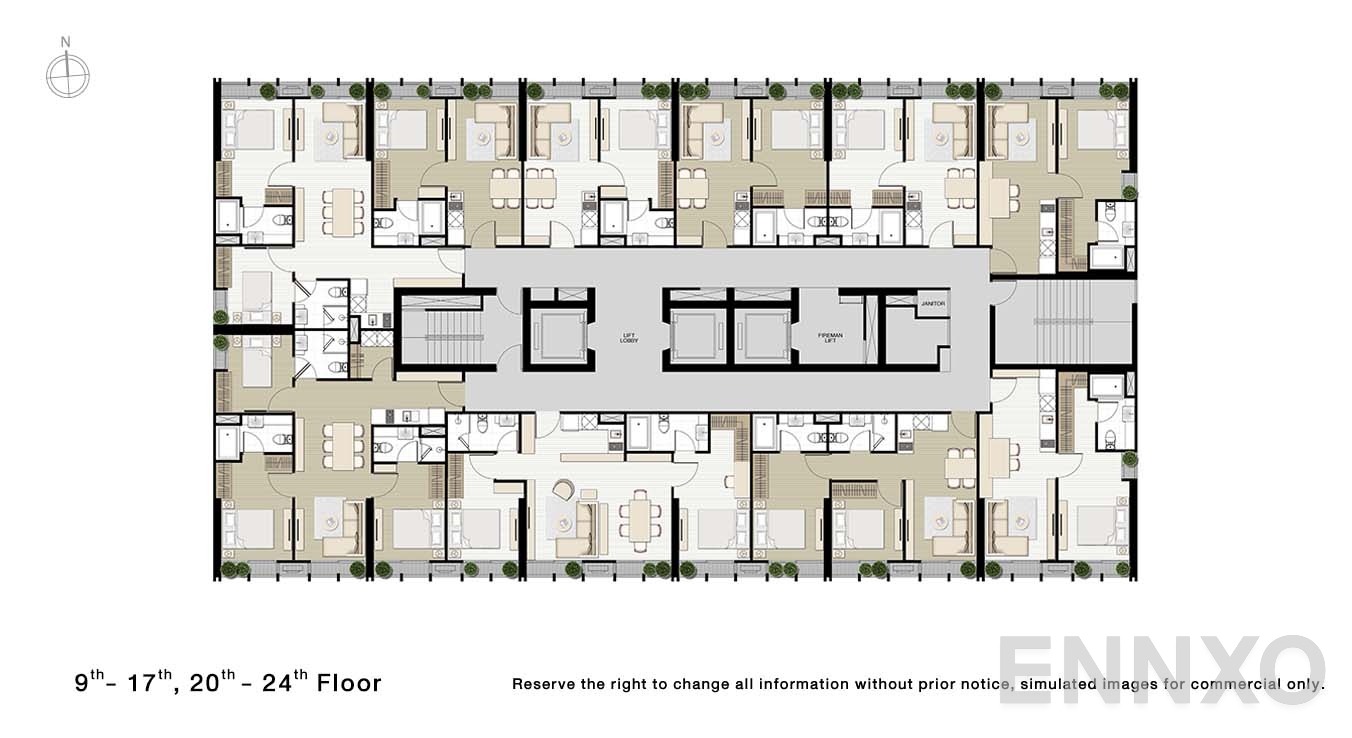แปลนชั้น 9 - 7, 20 - 24 ของโครงการ Noble BE33