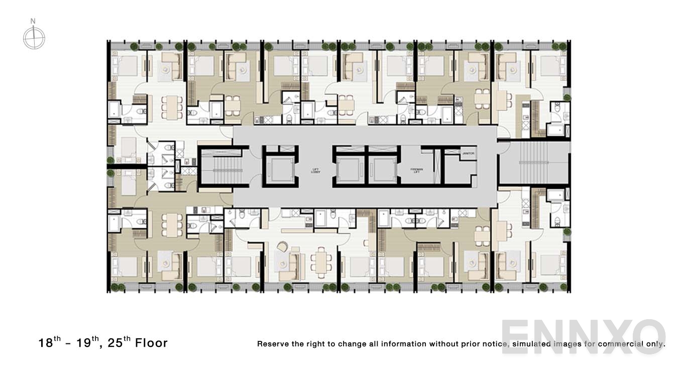 แปลนชั้น 18 - 19, 25 ของโครงการ Noble BE33
