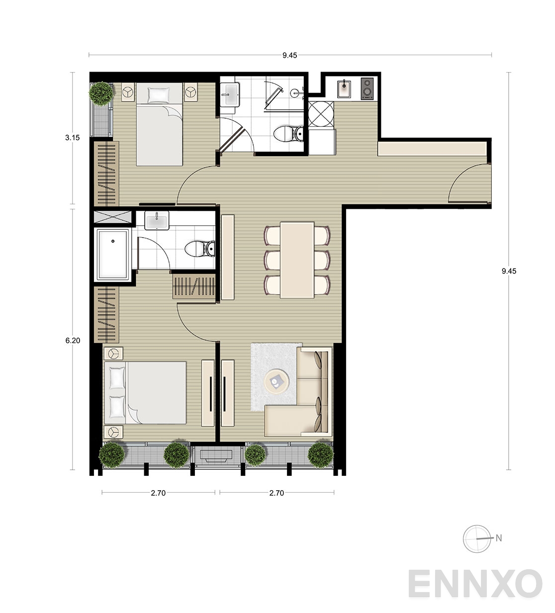 รูปแปลนห้อง B12 ของโครงการ Noble BE33