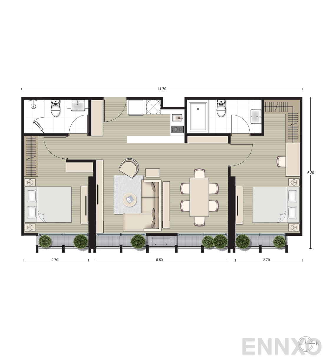 รูปแปลนห้อง B9 ของโครงการ Noble BE33