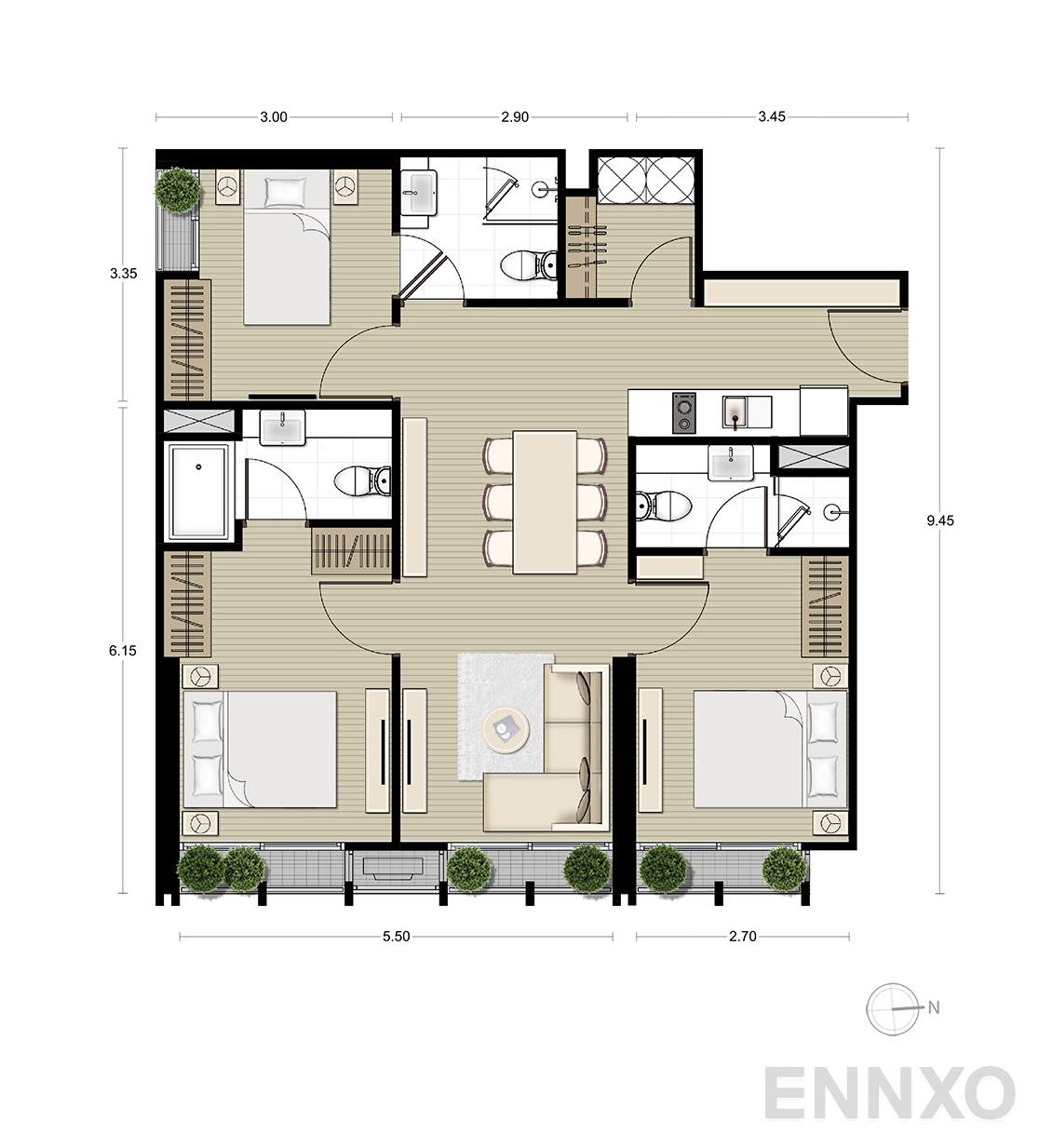 รูปแปลนห้อง C10 ของโครงการ Noble BE33