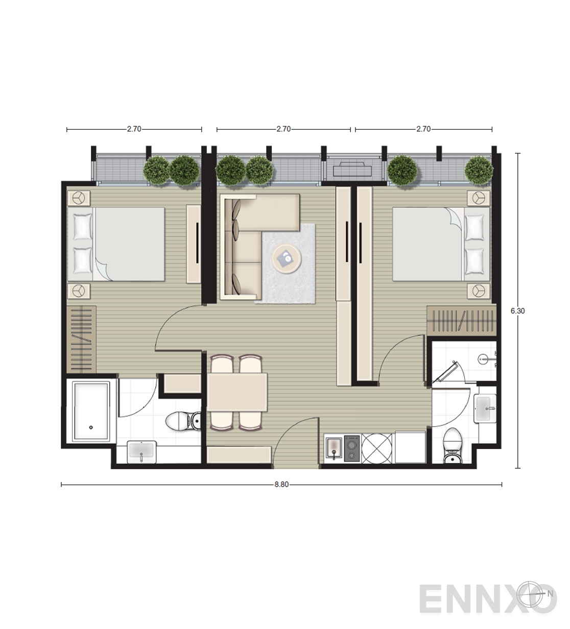 รูปแปลนห้อง B3 ของโครงการ Noble BE33