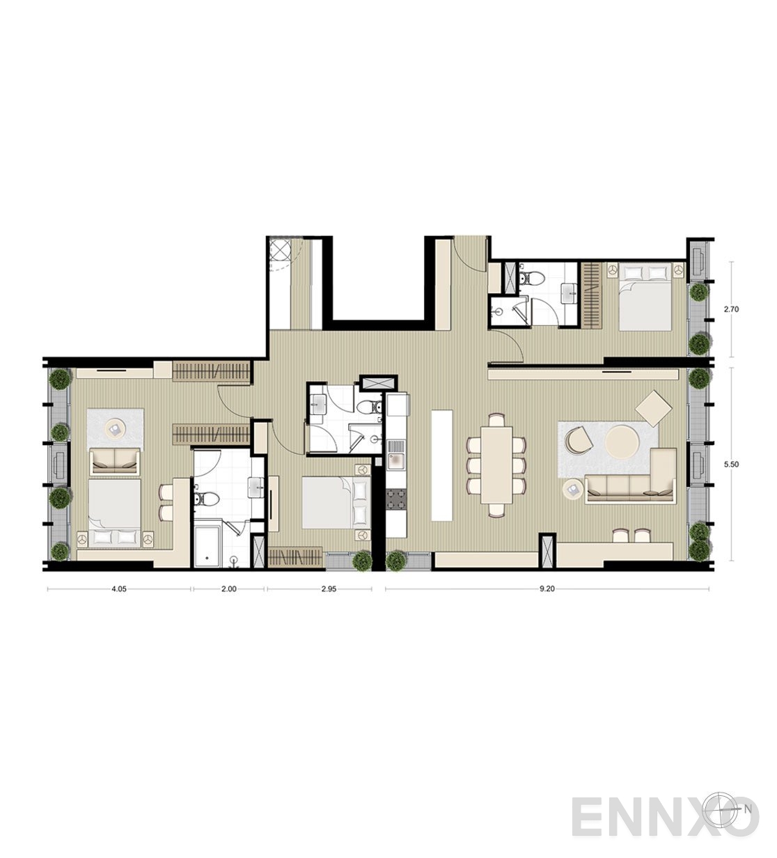 รูปแปลนห้อง B1+C10 Combined ของโครงการ Noble BE33