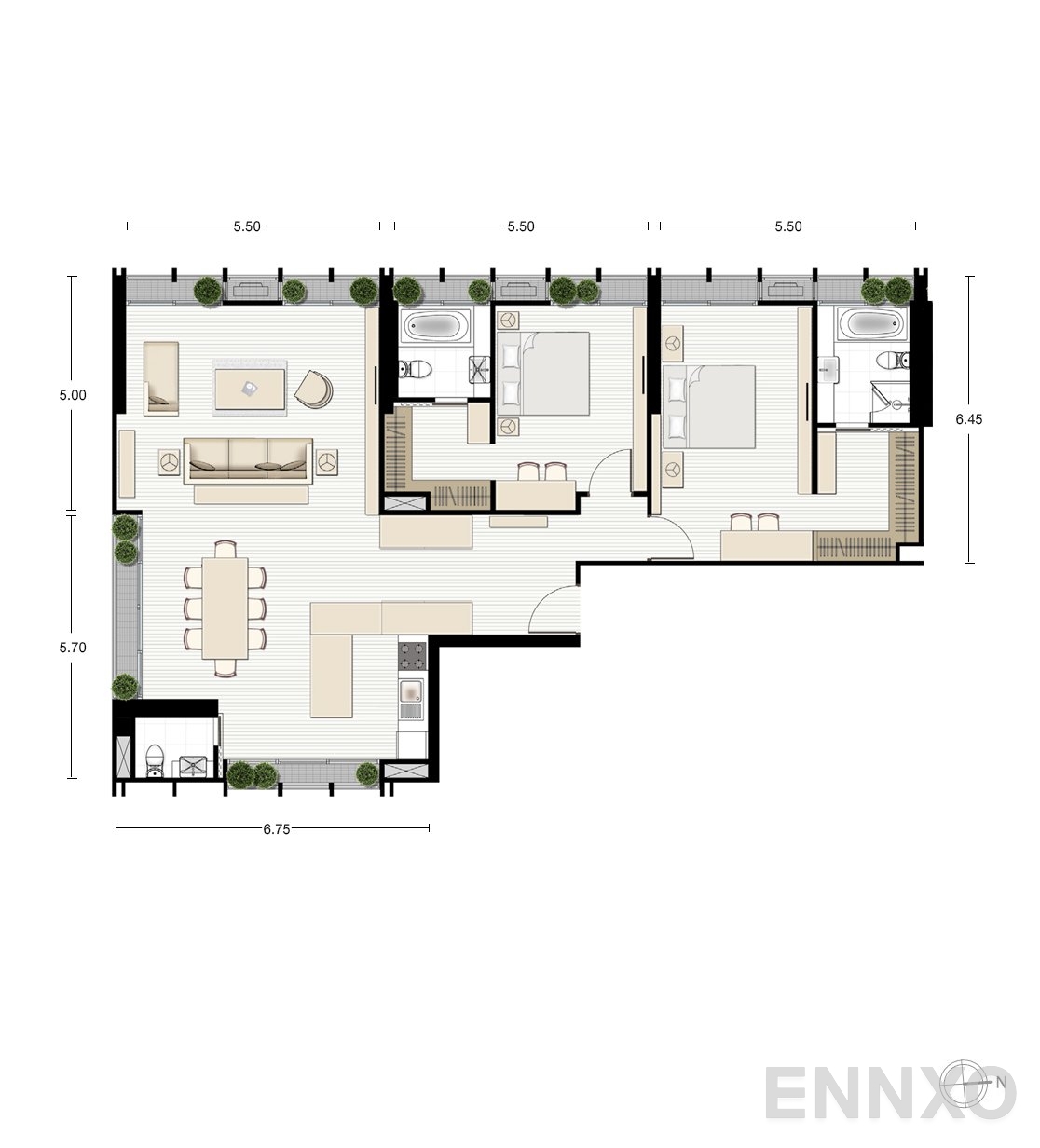 รูปแปลนห้อง P1 ของโครงการ Noble BE33
