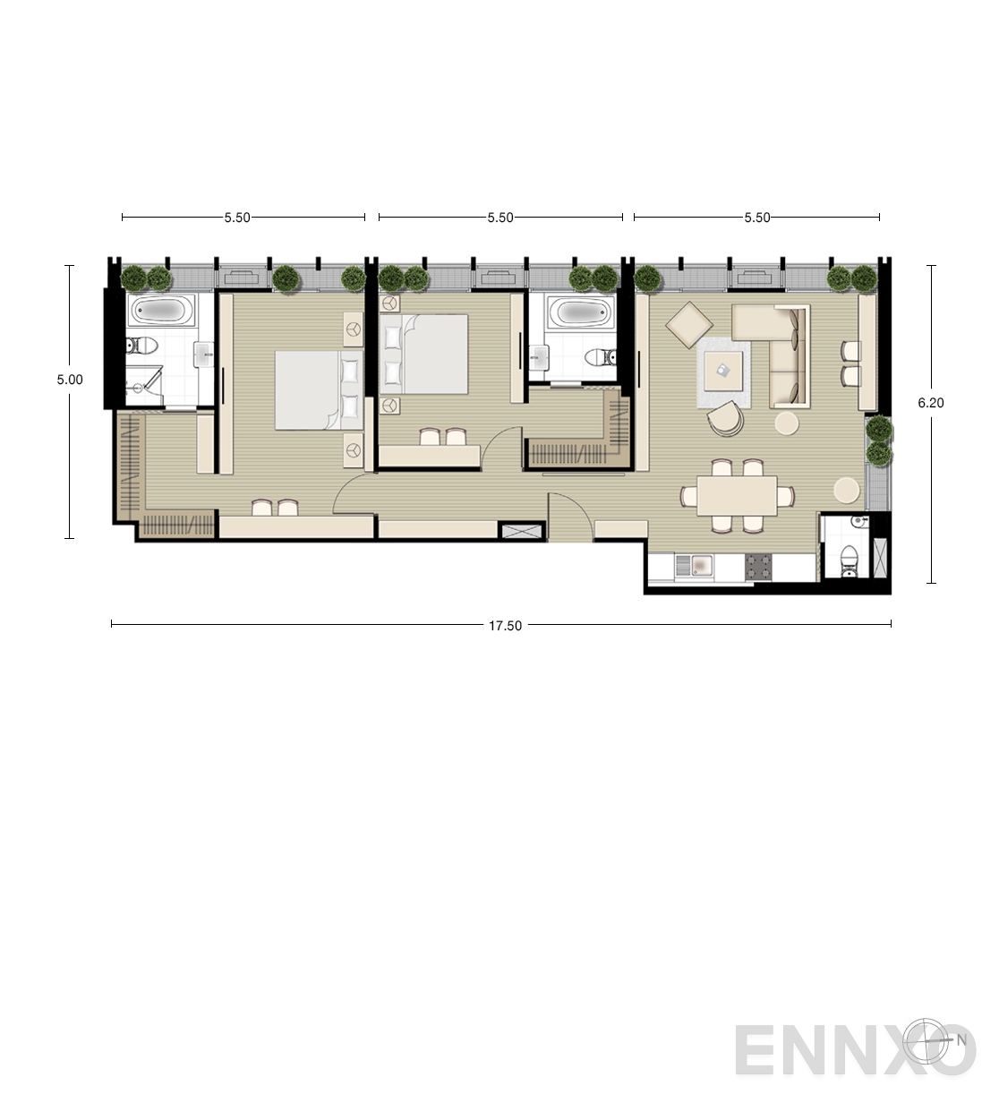 รูปแปลนห้อง P2 ของโครงการ Noble BE33