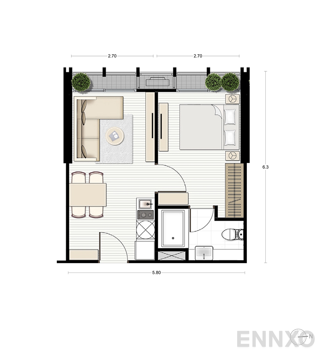 รูปแปลนห้อง A3 ของโครงการ Noble BE33