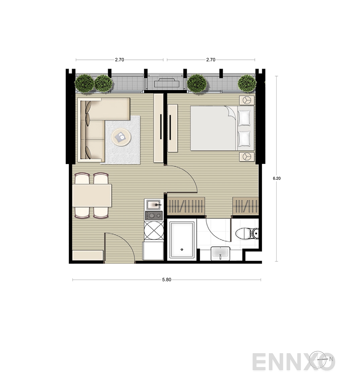 รูปแปลนห้อง A4 ของโครงการ Noble BE33