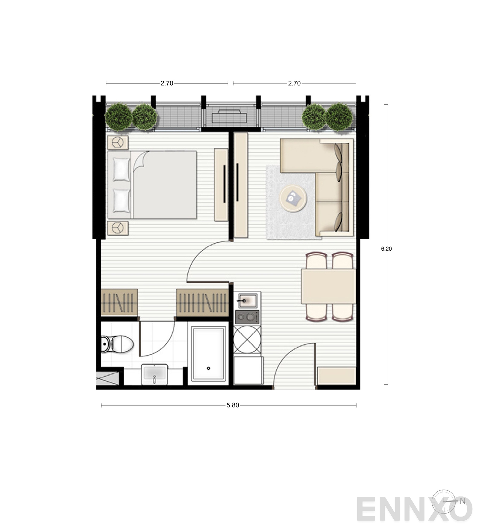 รูปแปลนห้อง A5 ของโครงการ Noble BE33