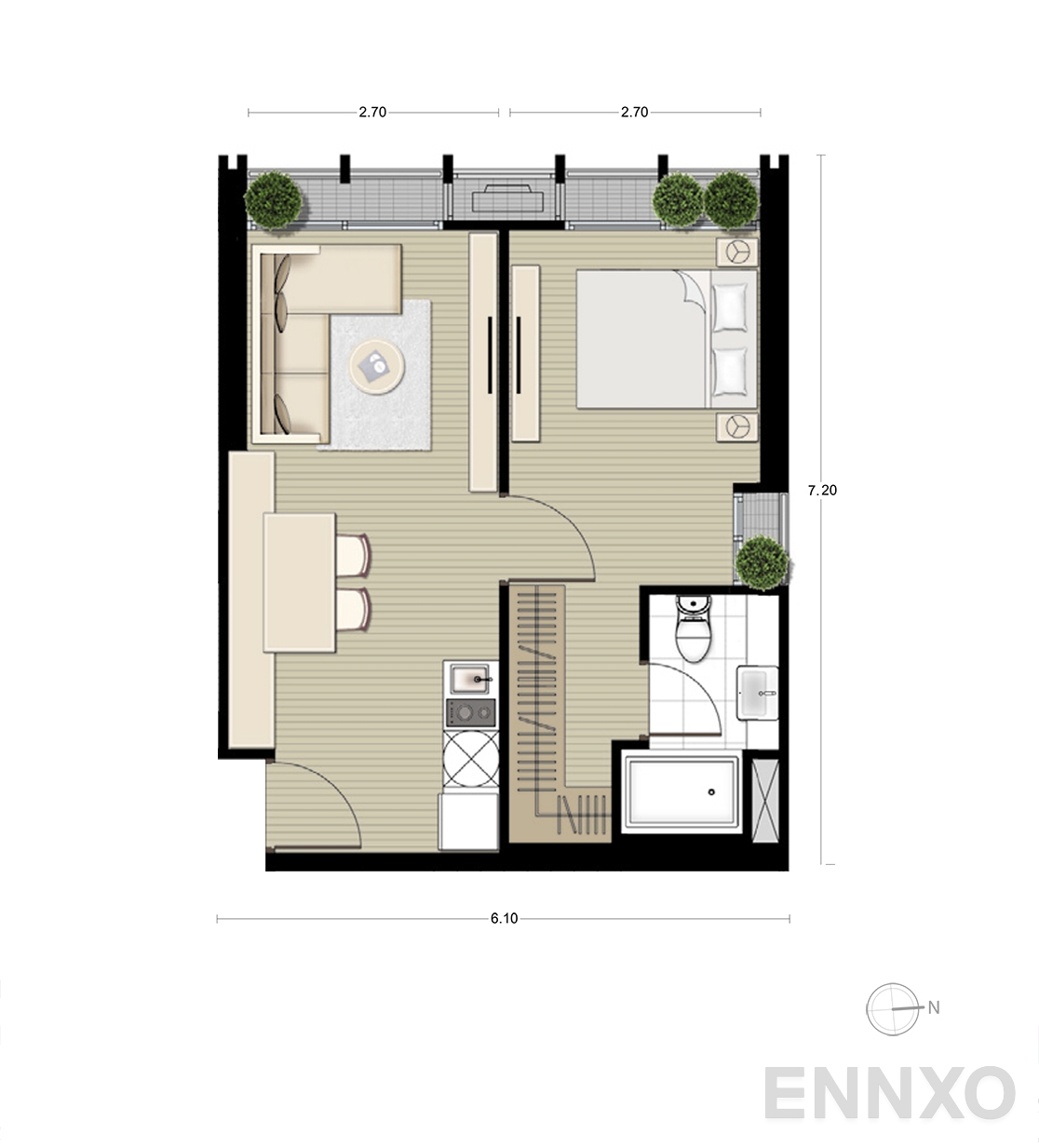 รูปแปลนห้อง A6 ของโครงการ Noble BE33