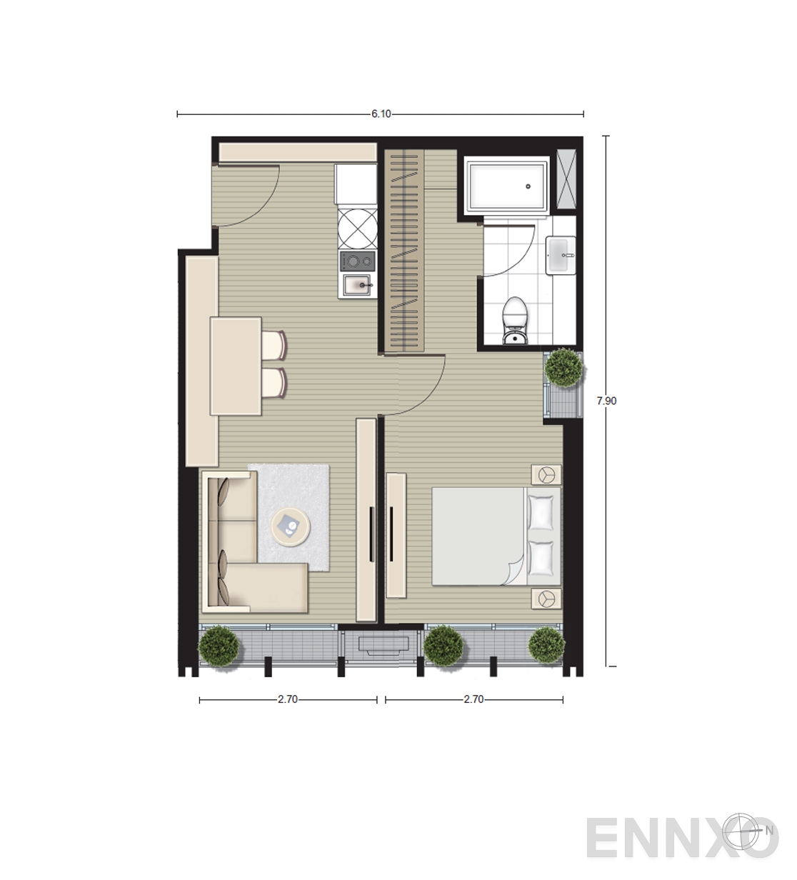 รูปแปลนห้อง A7 ของโครงการ Noble BE33