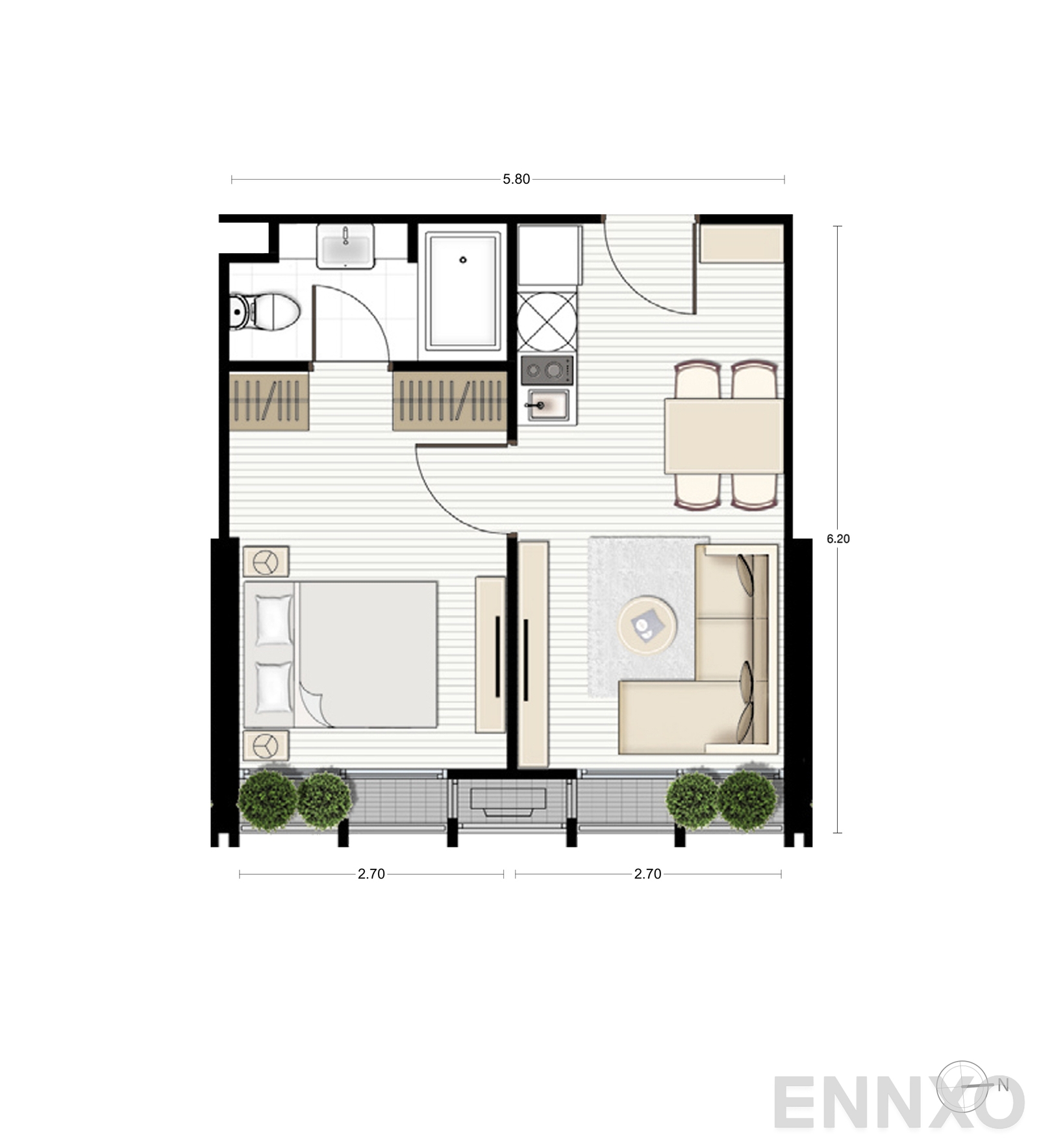 รูปแปลนห้อง A8 ของโครงการ Noble BE33
