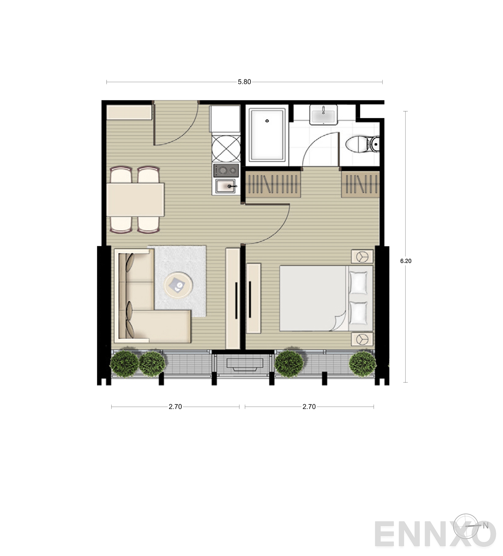 รูปแปลนห้อง A9 ของโครงการ Noble BE33