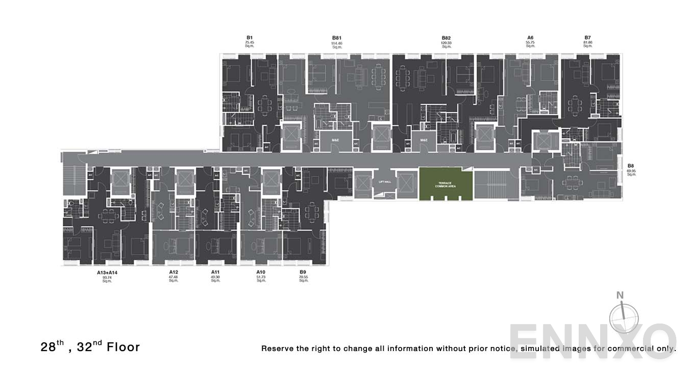 แปลนชั้น 28, 32 ของโครงการ โนเบิล เพลินจิต