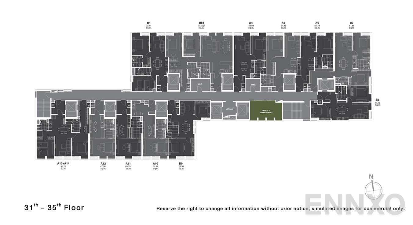 แปลนชั้น 31, 35 ของโครงการ โนเบิล เพลินจิต