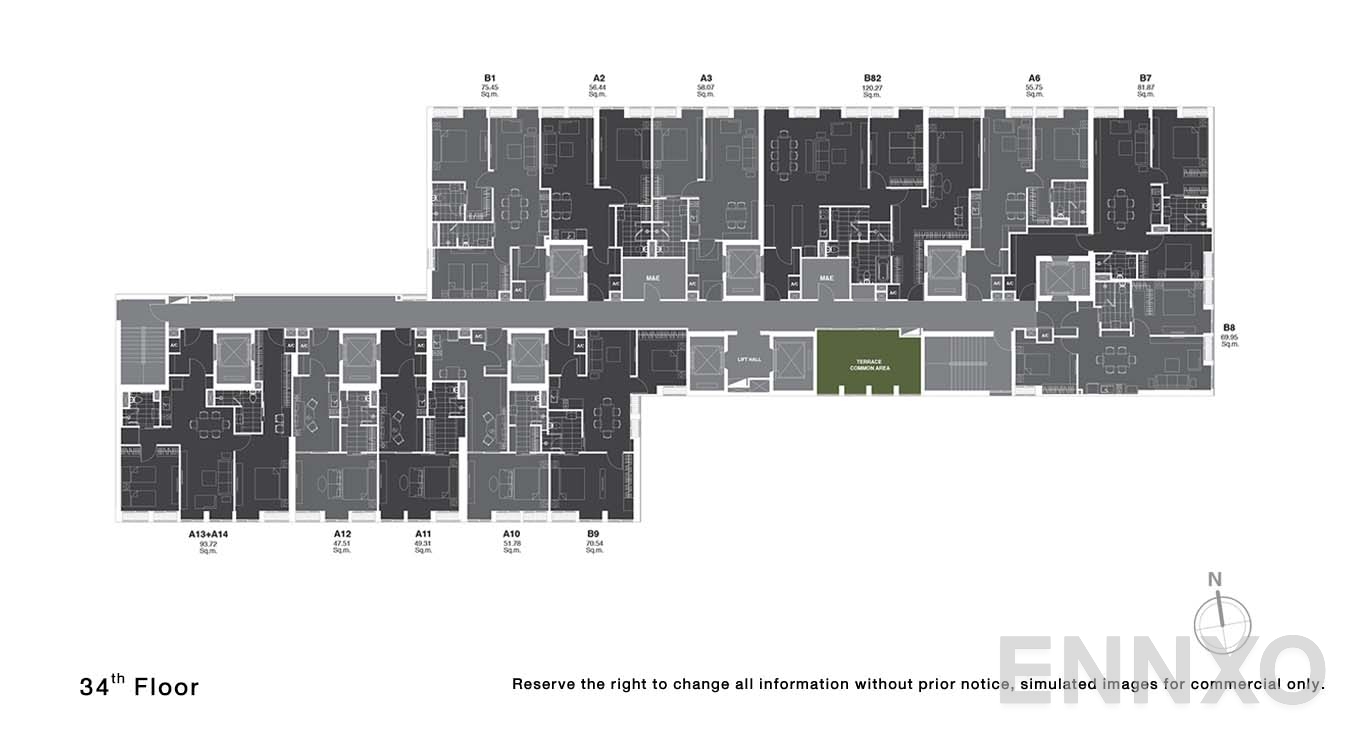 แปลนชั้น 34 ของโครงการ โนเบิล เพลินจิต