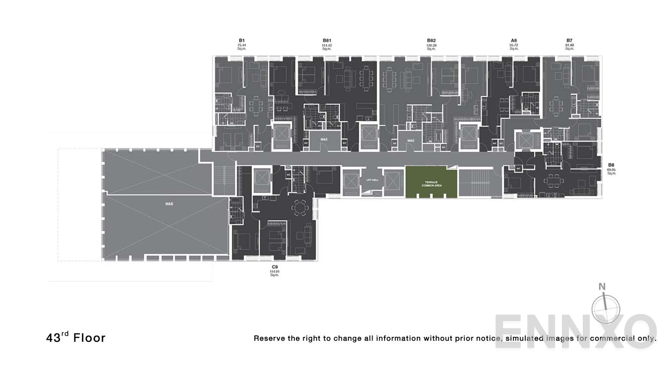 แปลนชั้น 43 ของโครงการ โนเบิล เพลินจิต