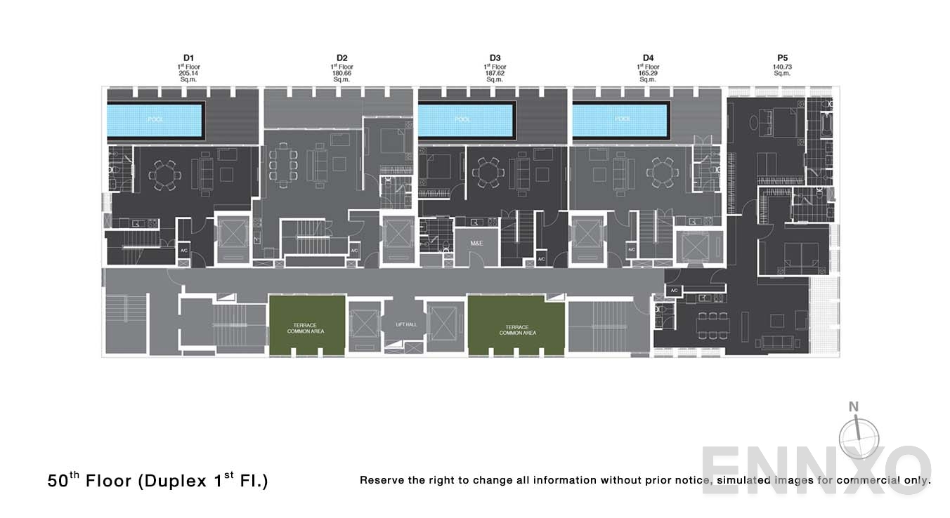 แปลนชั้น 50 Duplex 1 Fl ของโครงการ โนเบิล เพลินจิต