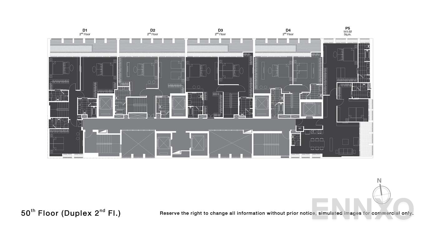 แปลนชั้น 50 Duplex 2 Fl ของโครงการ โนเบิล เพลินจิต