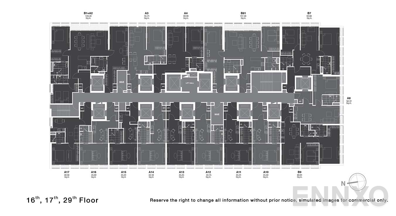 แปลนชั้น 16,17,29 ของโครงการ โนเบิล เพลินจิต