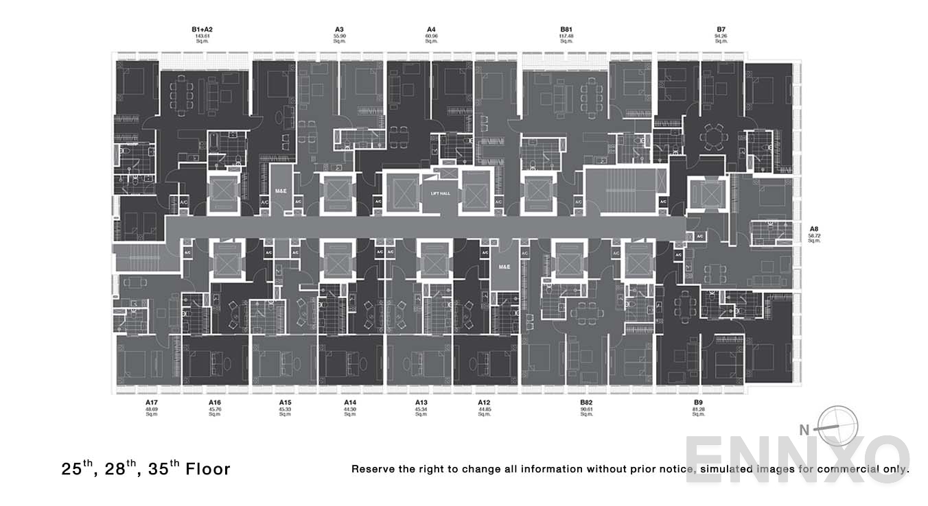 แปลนชั้น 25, 28, 35 ของโครงการ โนเบิล เพลินจิต