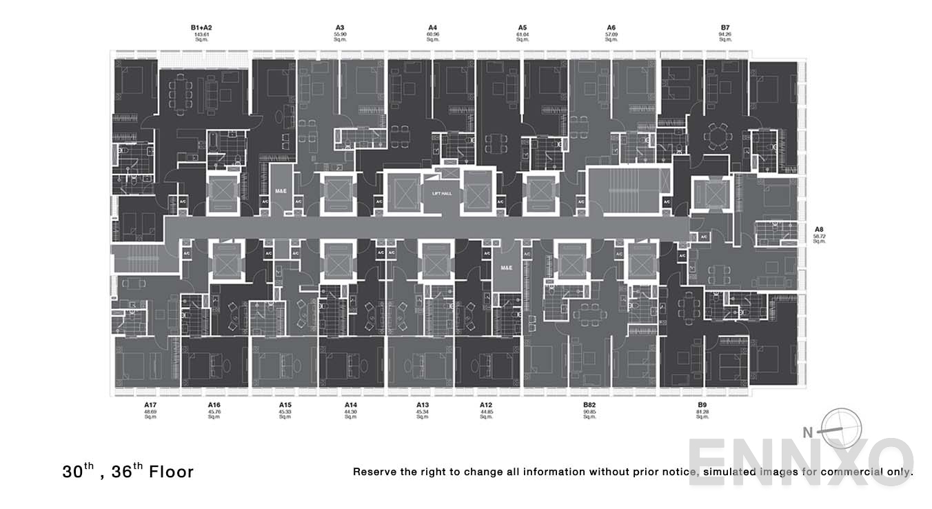 แปลนชั้น 30, 36 ของโครงการ โนเบิล เพลินจิต