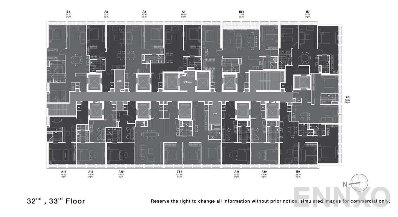 แปลนชั้น 32, 33 ของโครงการ โนเบิล เพลินจิต