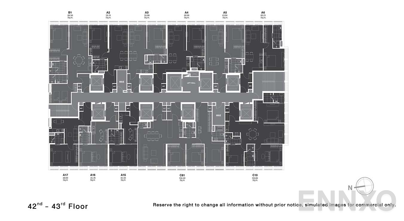 แปลนชั้น 42 - 43 ของโครงการ โนเบิล เพลินจิต