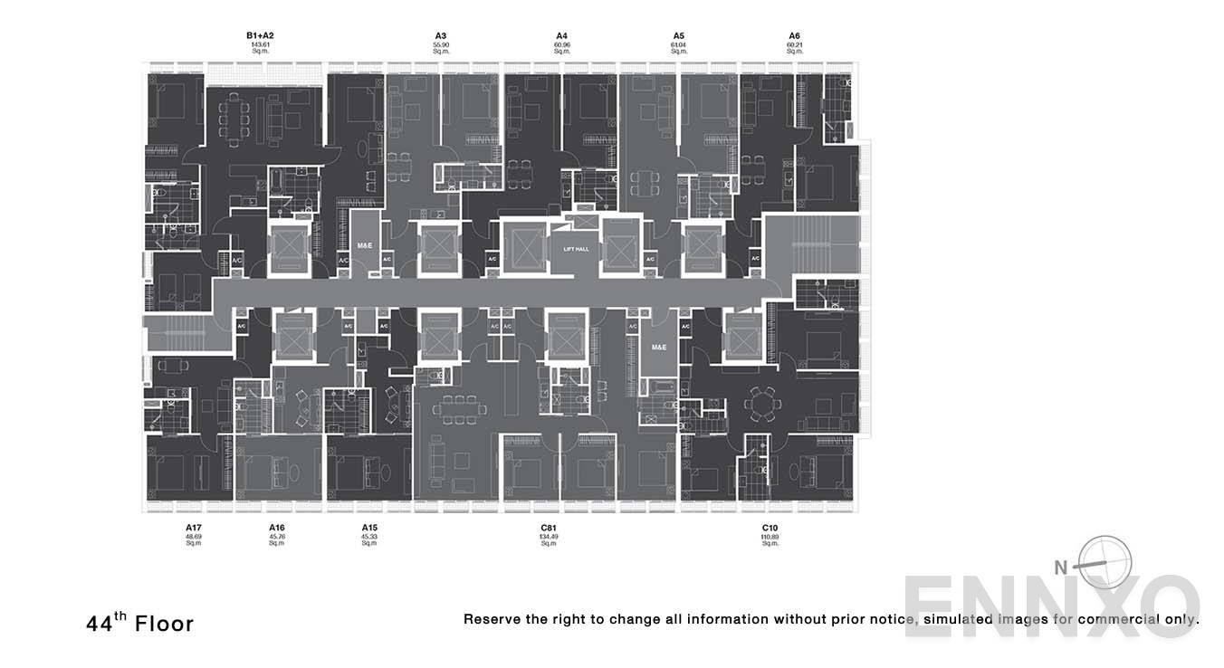 แปลนชั้น 44 ของโครงการ โนเบิล เพลินจิต