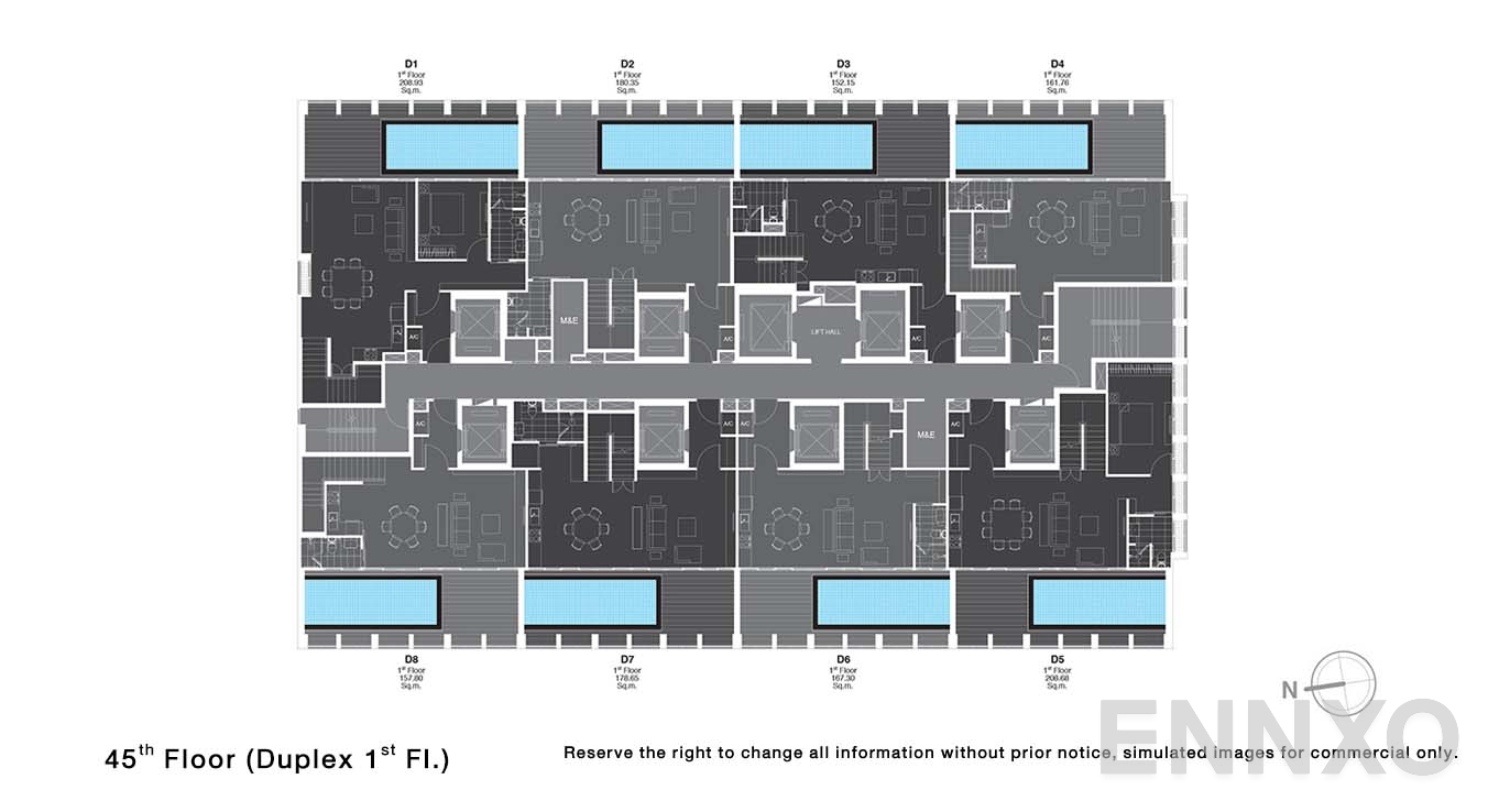 แปลนชั้น 45 Duplex 1 Fl ของโครงการ โนเบิล เพลินจิต