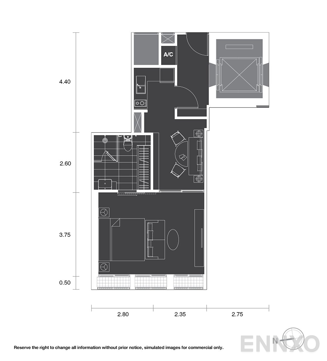 รูปแปลนห้อง A15 ของโครงการ โนเบิล เพลินจิต