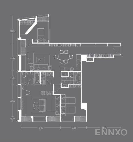 รูปแปลนห้อง 3 Bedroom ของโครงการ โนเบิล รีมิกซ์