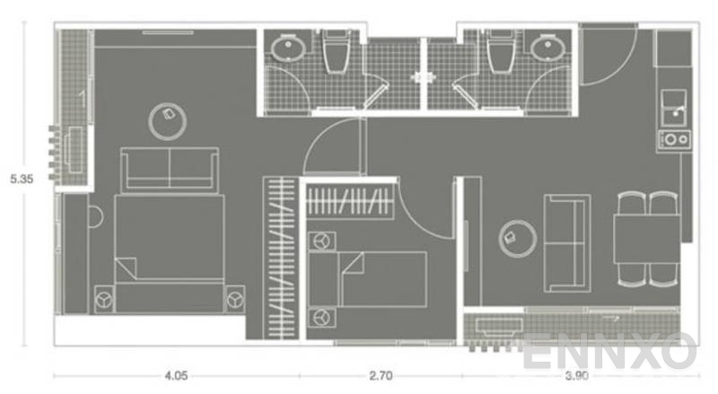 รูปแปลนห้อง Penthouse ของโครงการ โนเบิล รีวอลฟ์ รัชดา
