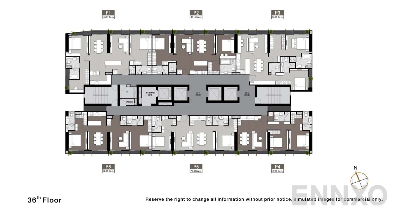 แปลนชั้น 36 Floor ของโครงการ NOBLE STATE 39
