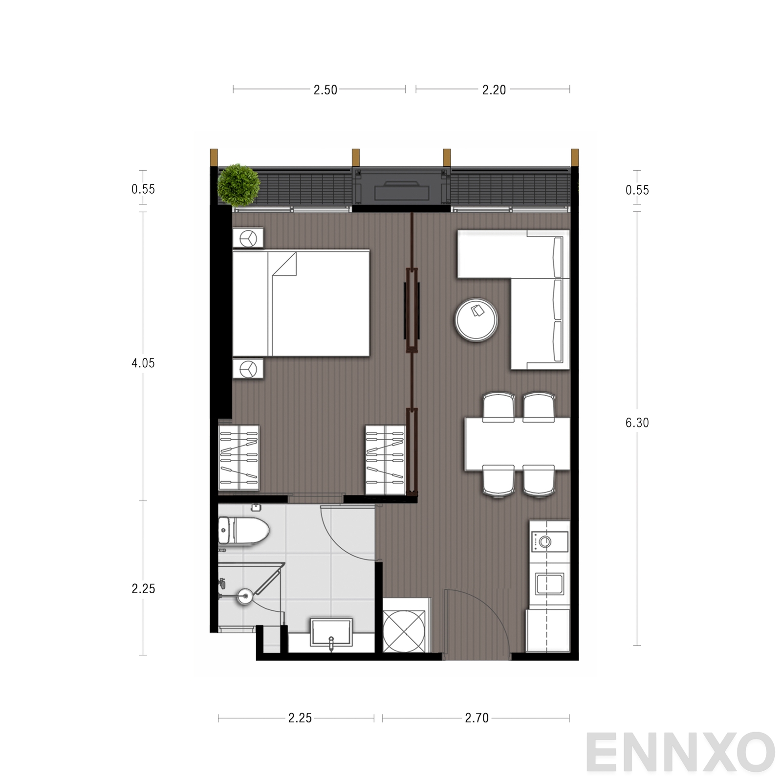 รูปแปลนห้อง A2 ของโครงการ NOBLE STATE 39