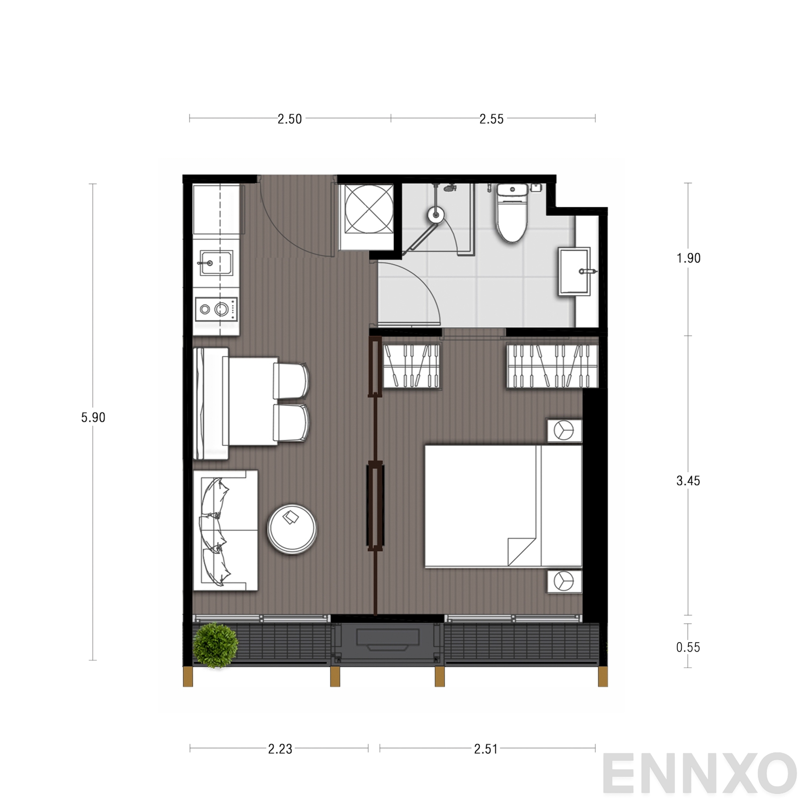 รูปแปลนห้อง A12 ของโครงการ NOBLE STATE 39
