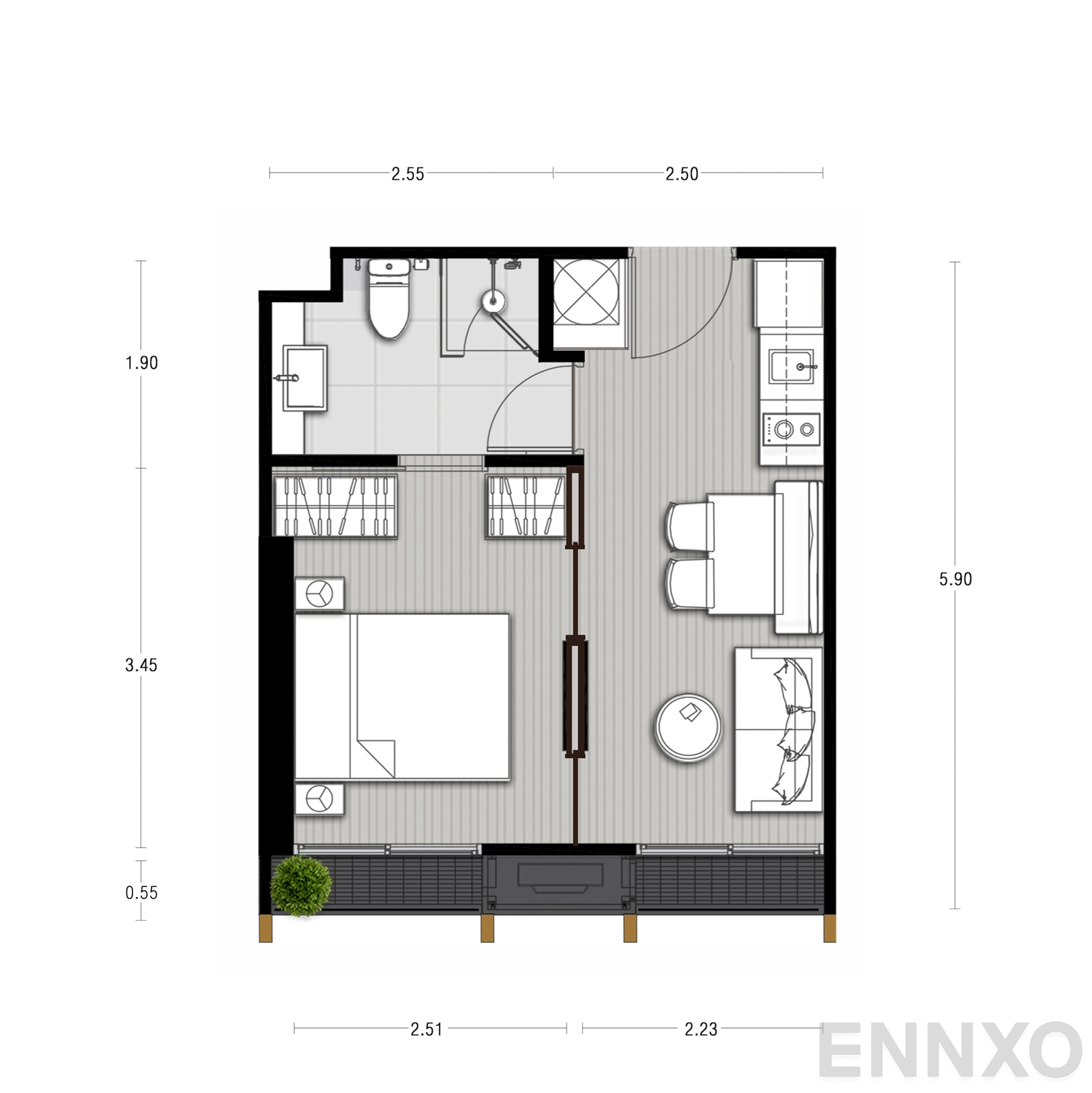 รูปแปลนห้อง A12X ของโครงการ NOBLE STATE 39