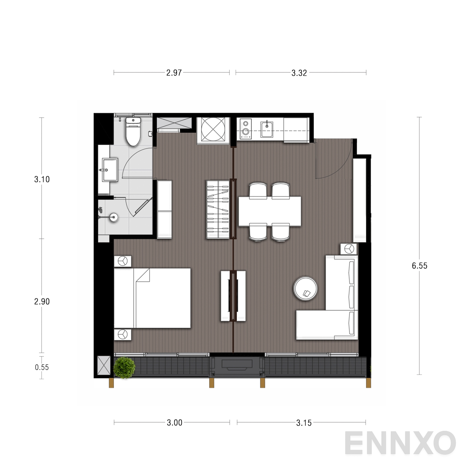 รูปแปลนห้อง A14 ของโครงการ NOBLE STATE 39